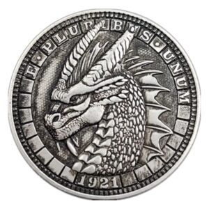 dragon head pattern collection coin, us copy antique morgan hobo coin commemorative badge,protective case included