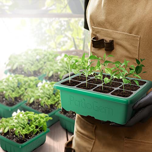 Moptrek ioGem Seed Starter Kit, Green 120 Cells Seed Starter Tray with Multiple Garden Tools, Transparent Seed Starter with Adjustable Ventilation Dial for Various Flowers, Herbs, Fruits Seeds