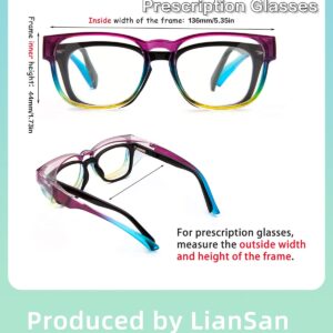 LianSan Safety Glasses Over Eyeglasses for Women - Anti-Fog Goggles Fit Over Prescription Eyewear for ANSI Z87.1 Certified(Multicolor)