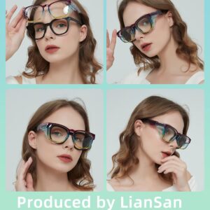 LianSan Safety Glasses Over Eyeglasses for Women - Anti-Fog Goggles Fit Over Prescription Eyewear for ANSI Z87.1 Certified(Multicolor)