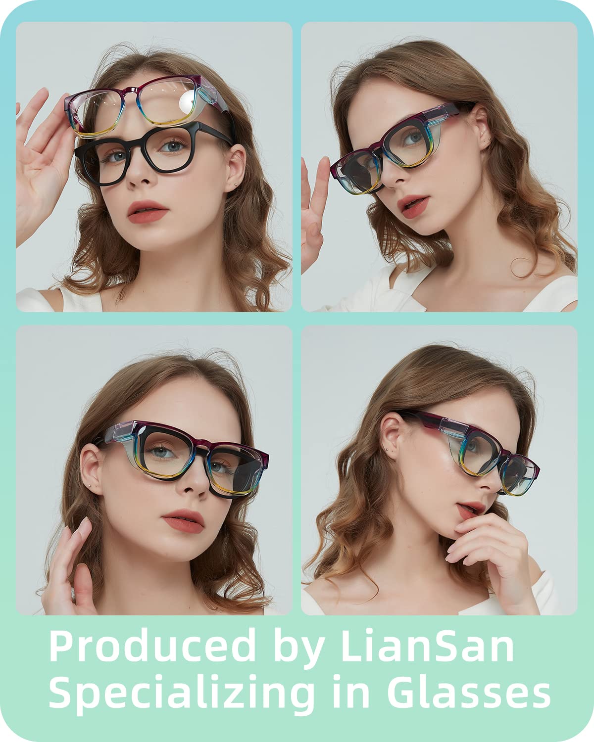 LianSan Safety Glasses Over Eyeglasses for Women - Anti-Fog Goggles Fit Over Prescription Eyewear for ANSI Z87.1 Certified(Multicolor)