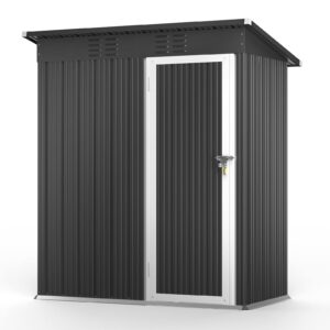 Bealife 5' x 3' Outdoor Storage Shed Clearance, Metal Outdoor Storage Cabinet with Single Lockable Door, Waterproof Tool Shed, Backyard Shed for Garden, Patio and Lawn(Grey)