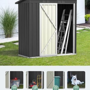 Bealife 5' x 3' Outdoor Storage Shed Clearance, Metal Outdoor Storage Cabinet with Single Lockable Door, Waterproof Tool Shed, Backyard Shed for Garden, Patio and Lawn(Grey)