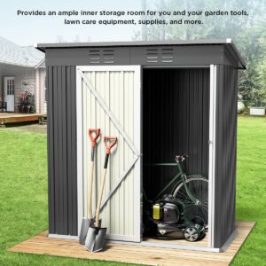 Bealife 5' x 3' Outdoor Storage Shed Clearance, Metal Outdoor Storage Cabinet with Single Lockable Door, Waterproof Tool Shed, Backyard Shed for Garden, Patio and Lawn(Grey)