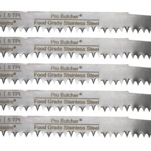 Caliastro 9-Inch Stainless Steel Frozen Meat Bone Cutting Saw Blades for Reciprocating and Sawzall Saws 5-Pack