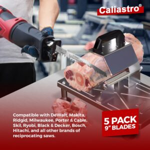 Caliastro 9-Inch Stainless Steel Frozen Meat Bone Cutting Saw Blades for Reciprocating and Sawzall Saws 5-Pack