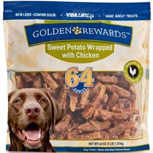 golden rewards sweet potato wrapped with chicken dog treats (64 ounces)