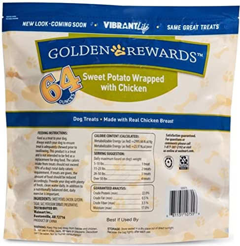 Golden Rewards Sweet Potato Wrapped with Chicken Dog Treats (64 Ounces)