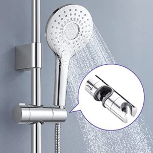 Shower Head Holder for Slide Bar Adjustable,18-25MM O.D. Hand Shower Bracket Holder for Slide Bar Slider Clamp Bathroom Replacement,360 Degree Rotation Sprayer Holder ABS Chrome