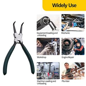 LFSEMINI Snap Ring Pliers Set, 4pcs 7" Internal/External Circlip Pliers Kit with Straight/Bent Jaw, Heavy Duty Precision Spring Loaded Pliers for Ring Remover Retaining and Remove Hoses, Gaskets