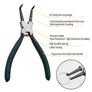 LFSEMINI Snap Ring Pliers Set, 4pcs 7" Internal/External Circlip Pliers Kit with Straight/Bent Jaw, Heavy Duty Precision Spring Loaded Pliers for Ring Remover Retaining and Remove Hoses, Gaskets