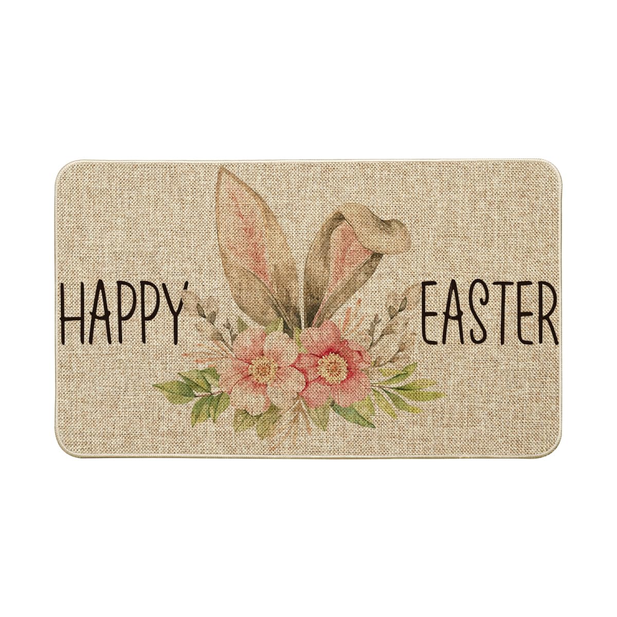 Artoid Mode Elegant Welcome Cute Bunny Ears Easter Doormat, Seasonal Spring Summer Holiday Low-Profile Yard Floor Switch Mat for Indoor Outdoor 17 x 29 Inch