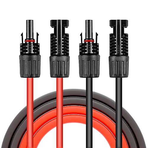 HQST Solar Panel Extension Cable 20 Feet 10AWG with Female and Male Connector Solar Panel Adaptor Kit Tool (20FT Red + 20FT Black)