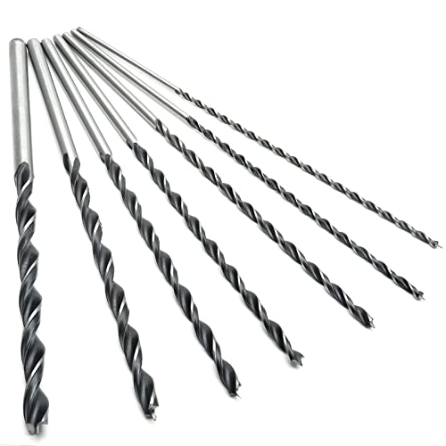 Jersvimc 7Pcs 300mm 12 Extra Long Drill Bit Set, Long Wood Drill Bits Long Shank Drill Bits Brad-Point Drill Bit Set Include (4mm, 5mm, 6mm, 7mm, 8mm, 10mm, 12mm)