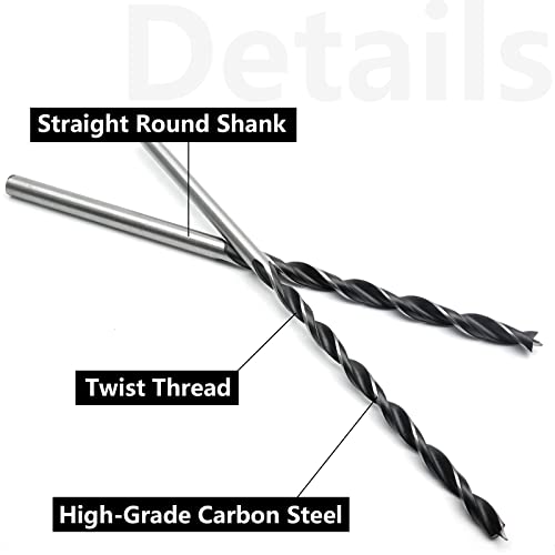 Jersvimc 7Pcs 300mm 12 Extra Long Drill Bit Set, Long Wood Drill Bits Long Shank Drill Bits Brad-Point Drill Bit Set Include (4mm, 5mm, 6mm, 7mm, 8mm, 10mm, 12mm)