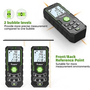 Huepar Laser Distance Measure 328Ft with Rechargeable Battery & Angle Sensor, Backlit LCD Laser Meter M/in/Ft with Mute Function&Multi-Measurement Modes, Distance Pythagorean, Area&Volume -X6-LM100