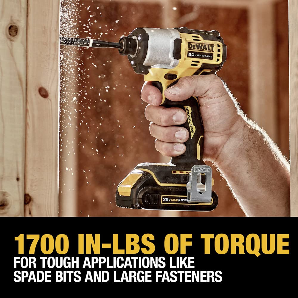 DEWALT 20V MAX* 1/4 in. Brushless Cordless Impact Driver Kit (DCF840C2)