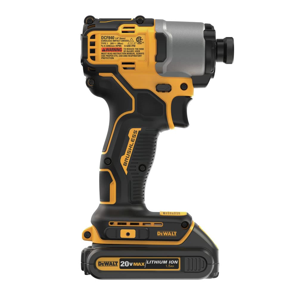 DEWALT 20V MAX* 1/4 in. Brushless Cordless Impact Driver Kit (DCF840C2)