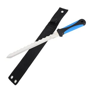 minova insulation knife with sheath stainless steel blade 11” double sided insulation cutter for cutting mineral wool insulation (small)