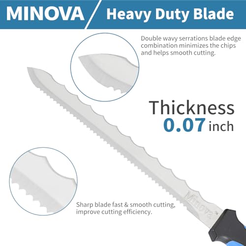 Minova Insulation Knife with Sheath Stainless Steel Blade 11” Double Sided Insulation Cutter for Cutting Mineral Wool Insulation (Small)