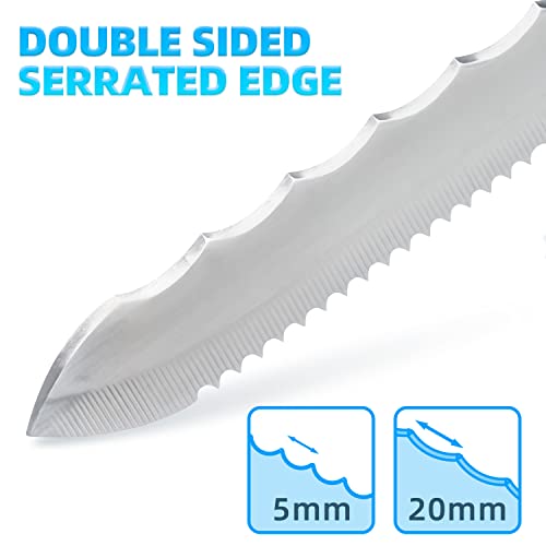 Minova Insulation Knife with Sheath Stainless Steel Blade 11” Double Sided Insulation Cutter for Cutting Mineral Wool Insulation (Small)