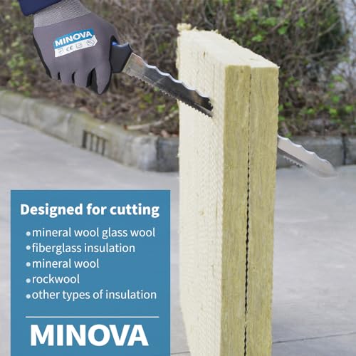 Minova Insulation Knife with Sheath Stainless Steel Blade 11” Double Sided Insulation Cutter for Cutting Mineral Wool Insulation (Small)