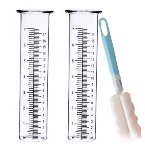 biuwing 7 inch rain gauge replacement tube glass for yard garden and outdoor home, with tube brush, best rated,2 packs