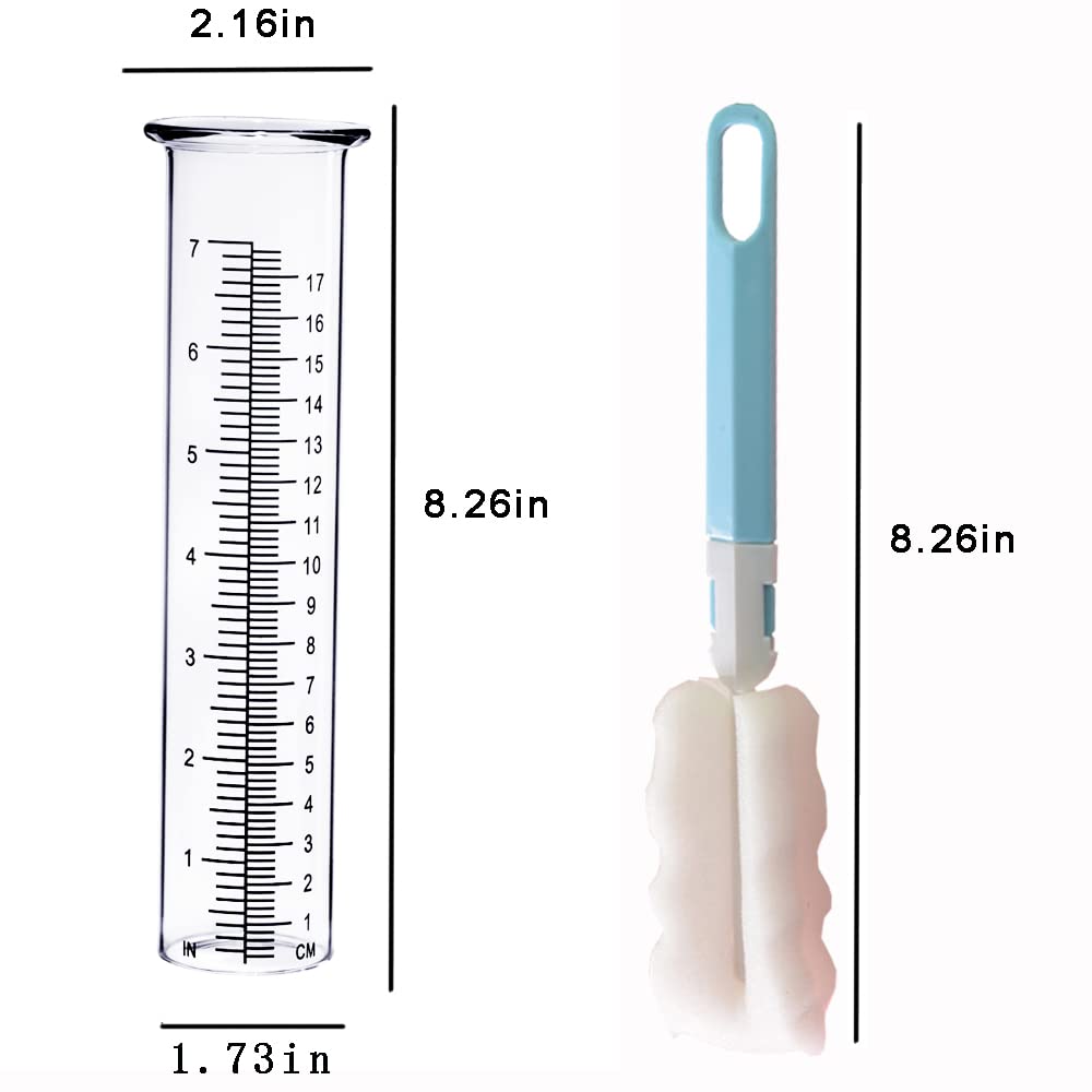 BIUWING 7 inch Rain Gauge Replacement Tube Glass for Yard Garden and Outdoor Home, with Tube Brush, Best Rated,2 Packs