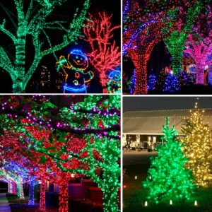 Dazzle Bright 2 Pack 400LED 132FT Blue Christmas Solar String Outdoor Lights, Solar Powered with 8 Modes Waterproof Fairy Lights for Bedroom Patio Garden Tree Party Yard Decoration