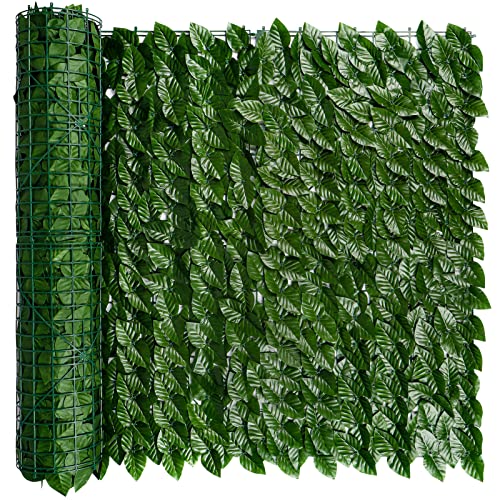 iCover Artificial Ivy Privacy Screen for Fence, 39x118in Strengthened Joint Prevent Leaves Falling Off, Faux Hedge Panels Greenery Vines, Decorative Fence for Outdoor, Garden