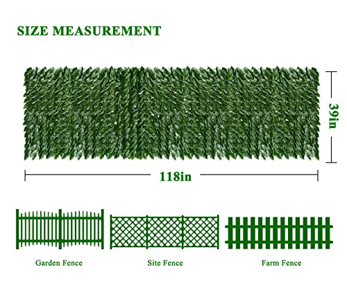 iCover Artificial Ivy Privacy Screen for Fence, 39x118in Strengthened Joint Prevent Leaves Falling Off, Faux Hedge Panels Greenery Vines, Decorative Fence for Outdoor, Garden