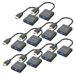 hdmi to vga adapter 10-pack, hdmi to vga (male to female) 1080p converter for computer, desktop, laptop, pc, monitor, projector, hdtv, chromebook, raspberry pi, roku, xbox and more