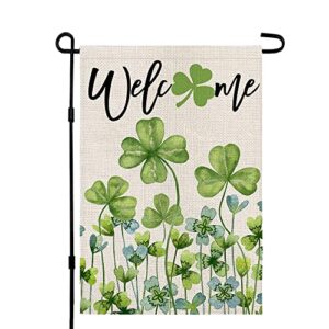 crowned beauty st patricks day shamrock garden flag 12×18 inch double sided small burlap green welcome holiday outside yard flag
