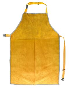 qwork leather welding work apron - flame and welding spatter resistant - adjustable harness - suitable for welders, blacksmiths