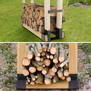 ANKIBER Heavy Duty steel Firewood Storage Rack for Outdoor, Black Metal Coated Firewood Log Holder for Indoor Fireplace, Firewood Bracket Kit (Set of 2 Packs) with 25 Screws