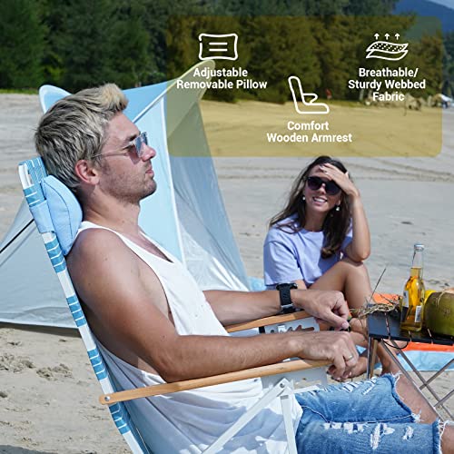 #WEJOY Folding Webbing Chaise Lounge Chair 5 Adjustable Position Portable Web Beach Lounge Chair Webbed Lawn Chairs Reclining Camping Chairs with Strap for Outdoor Sunbathing Pool Yard Tanning Patio