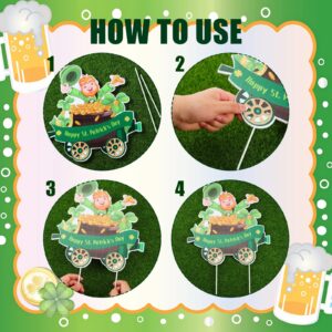 Maitys 4 Pcs St. Patrick's Day Train Yard Sign Decorations Leprechaun Shamrock Train Lawn Outdoor Decor Irish Garden Sign with Plastic Stakes for Saint Patty's Day Home Patio Outdoor Decorations