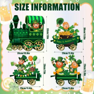 Maitys 4 Pcs St. Patrick's Day Train Yard Sign Decorations Leprechaun Shamrock Train Lawn Outdoor Decor Irish Garden Sign with Plastic Stakes for Saint Patty's Day Home Patio Outdoor Decorations