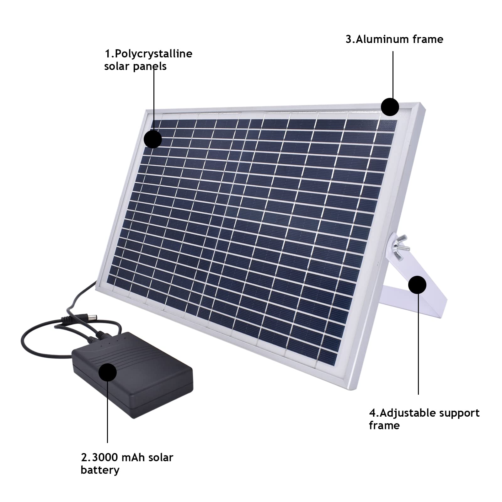 Solar Rechargeable Battery Pack for Automatic Chicken Coop Door, Solar Power Panel with Adjustable Angle Bracket, 3000 mAh 12V Battery, Suitable for Our 12V Voltage Automatic Chicken House Door