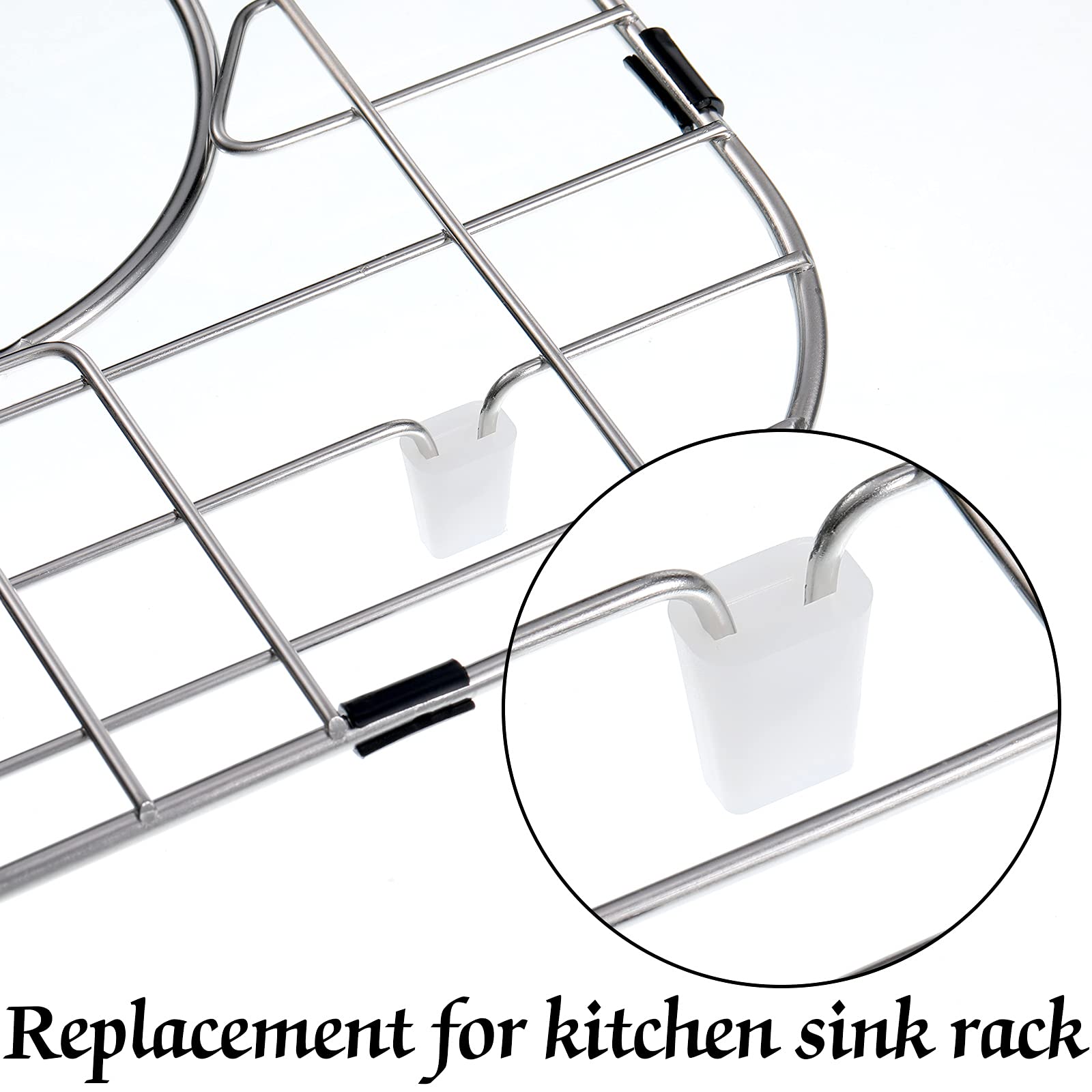 36 Pieces Rubber Feet for Sink Grid Replacement Sink Rack Rubber Feet White Rubber Wire Bumpers Sink Protectors for Home Kitchen Sink Rack