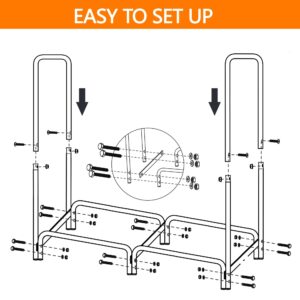 Yaheetech Firewood Rack Outdoor 4ft Heavy Duty Metal Firewood Rack Indoor with Waterproof Cover Combo Set, Wood Holder Fireplace Iron Log Holder for Indoor Outdoor, Black