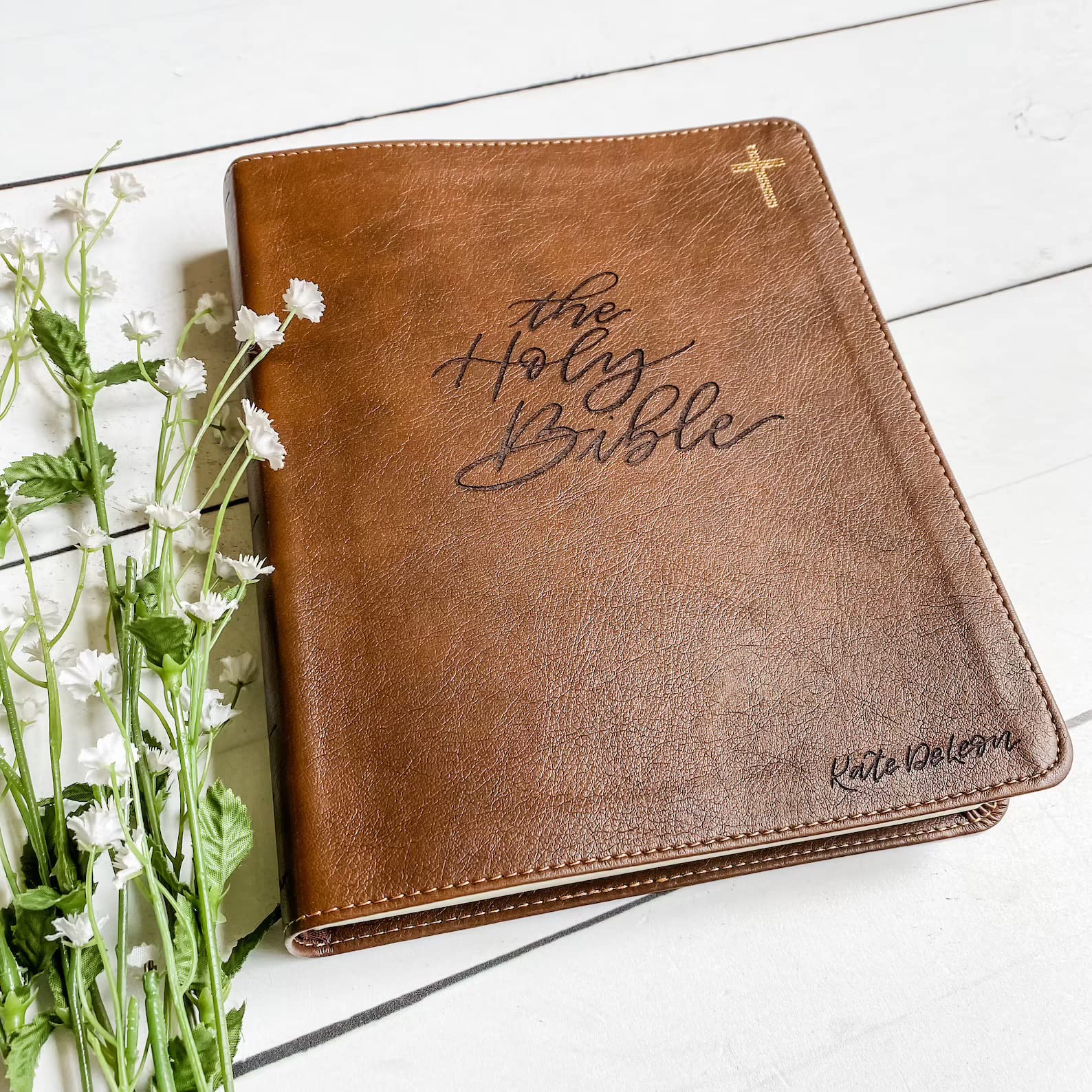 Hand Lettered and Laser Engraved NIV Journaling Bible, Personalized Gift, Custom Name Engraving Available