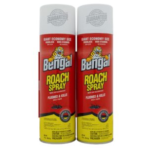 bengal roach spray, odorless stain-free dry spray, 2-count, 16 oz. aerosol cans