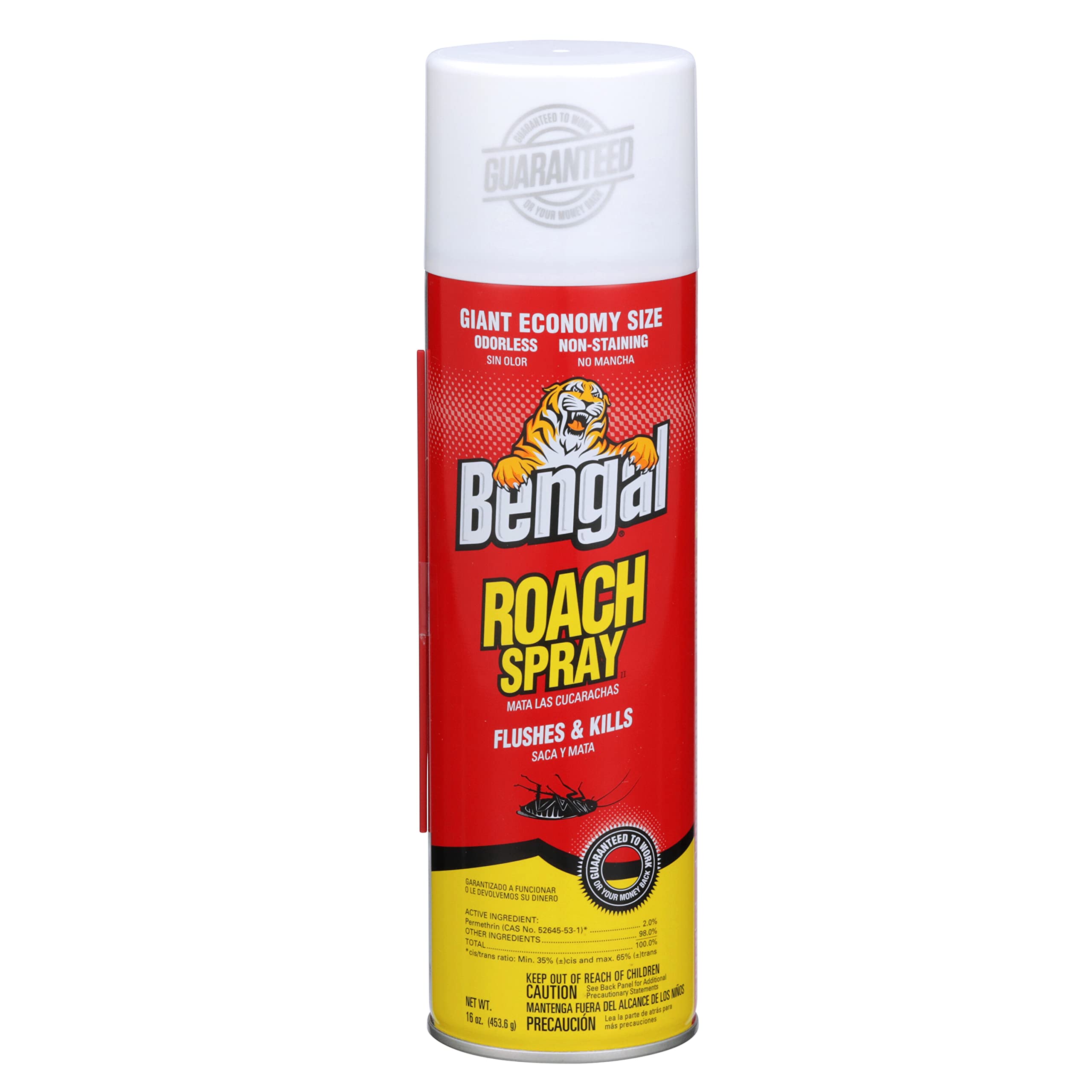 Bengal Roach Spray, Odorless Stain-Free Dry Spray, 2-Count, 16 Oz. Aerosol Cans