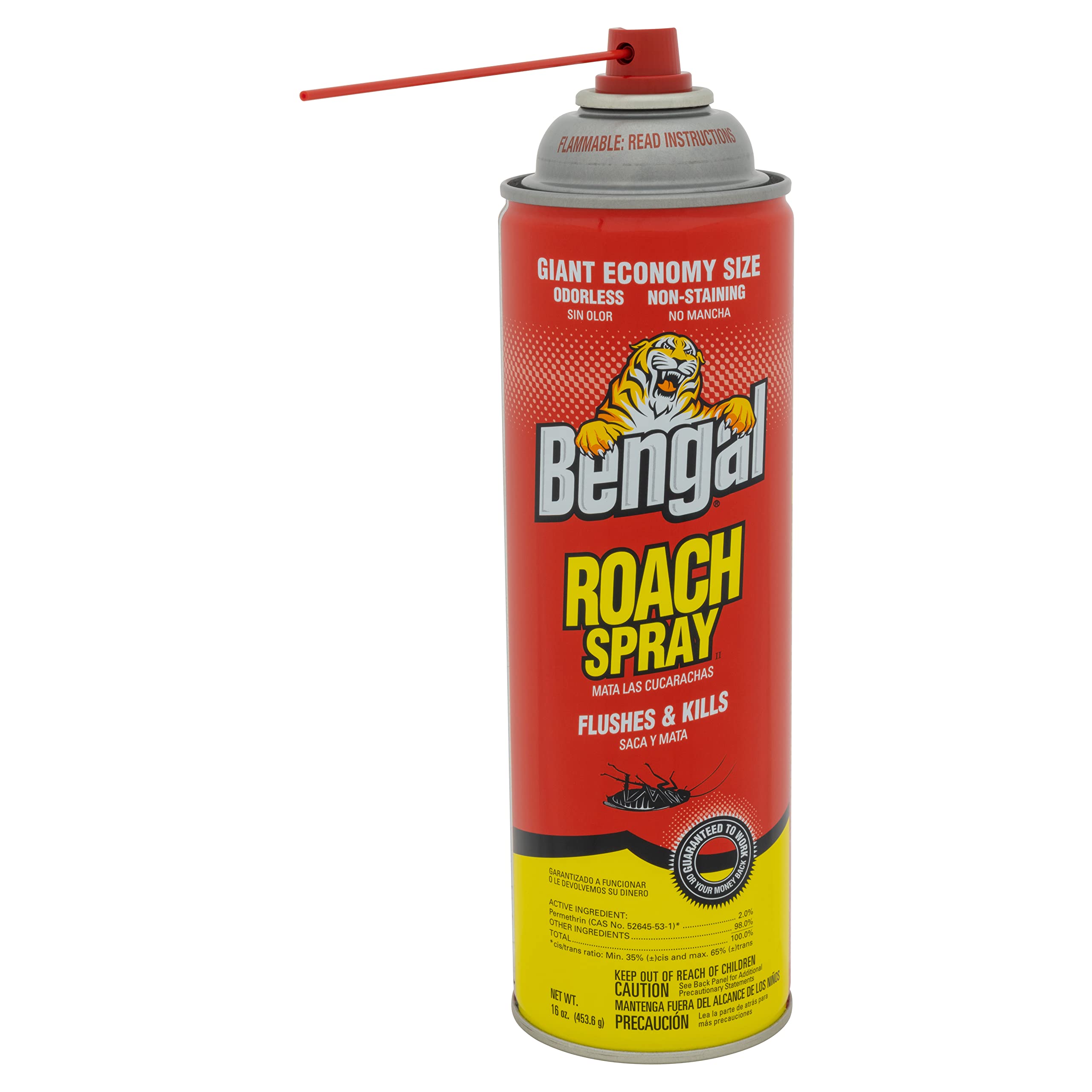 Bengal Roach Spray, Odorless Stain-Free Dry Spray, 2-Count, 16 Oz. Aerosol Cans