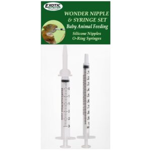wonder nipple & syringe nursing set - small animal handfeeding nursing set - great for baby squirrels, rabbits, racoons, sugar gliders, hedgehogs, and other small baby mammals (expanded)