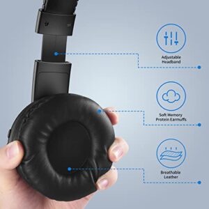 Wireless Bluetooth Headphones, Over Ear Rechargeable Headset with Adjustable, HI-FI Stereo, Breathable Soft Memory Foam Ear Cups, Wired Bluetooth Headphone with Mic Perfect for Travel Home Office