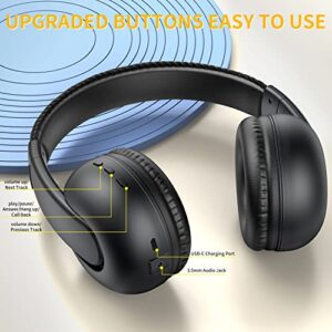 Wireless Bluetooth Headphones, Over Ear Rechargeable Headset with Adjustable, HI-FI Stereo, Breathable Soft Memory Foam Ear Cups, Wired Bluetooth Headphone with Mic Perfect for Travel Home Office