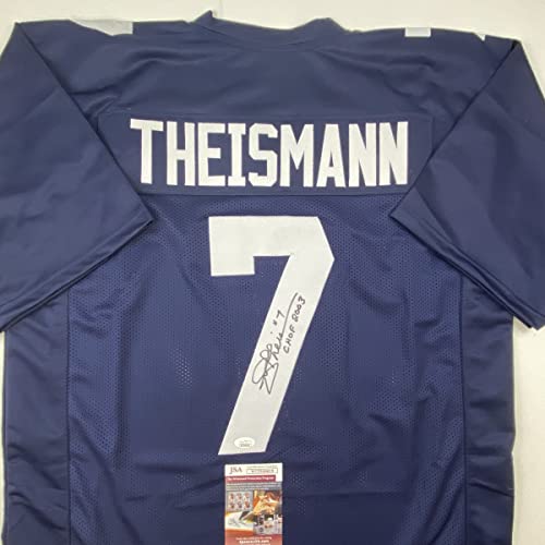 Autographed/Signed Joe Theismann CHOF 2003 Notre Dame Blue College Football Jersey JSA COA