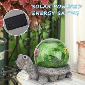 Solar Garden Statue Turtle Figurine Resin Statue with Solar LED Lights Garden Lawn Ornaments for Garden Patio Lawn Yard Outdoor Decorative